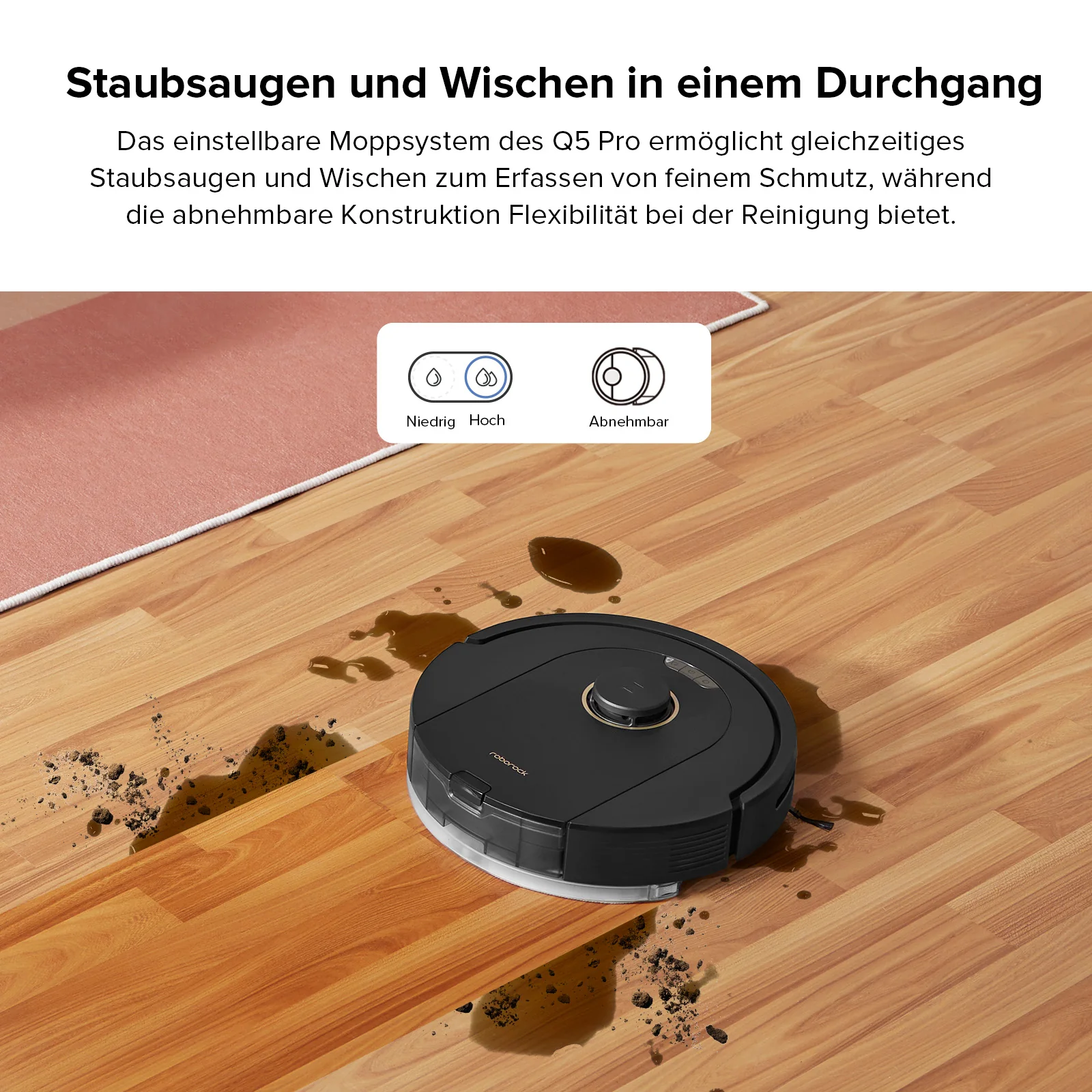 Roborock Q5 Pro+ Saug- und Wischroboter mit Auto-Entleerungsstation - Image 3